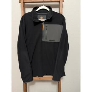 Timberland - black 1/4 zip fleece pullover with a grey chest pocket - size large
